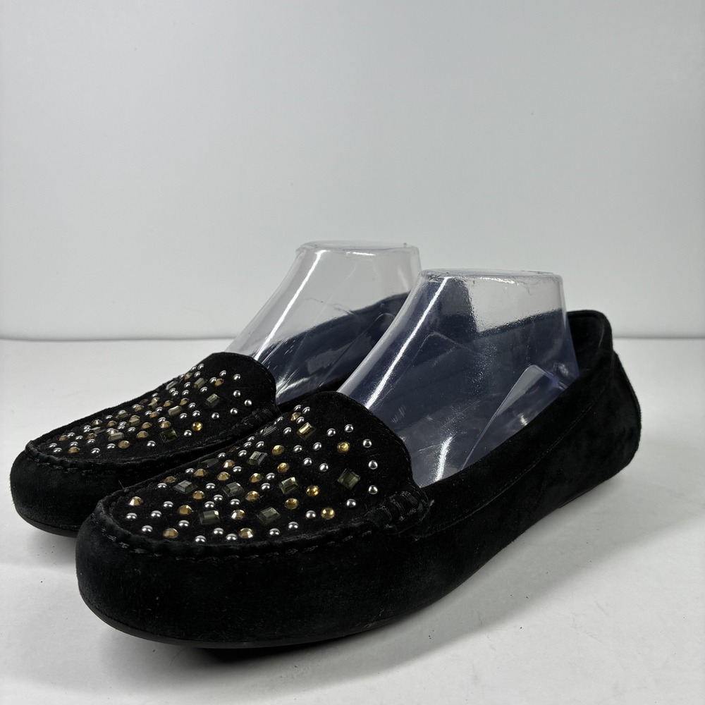 Vionic Athens Women's 9.5 Black Suede Embellished Slip-On Comfort Loafers Flats